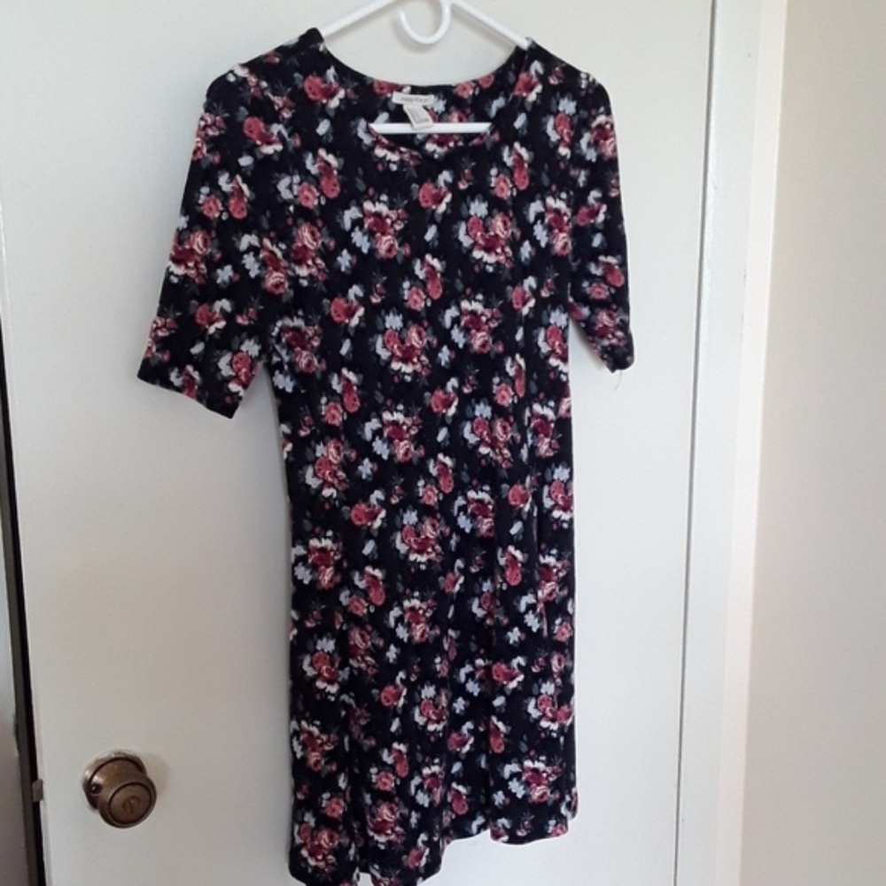 5/$30 Forever 21 Floral "Velvet" Skater Dress